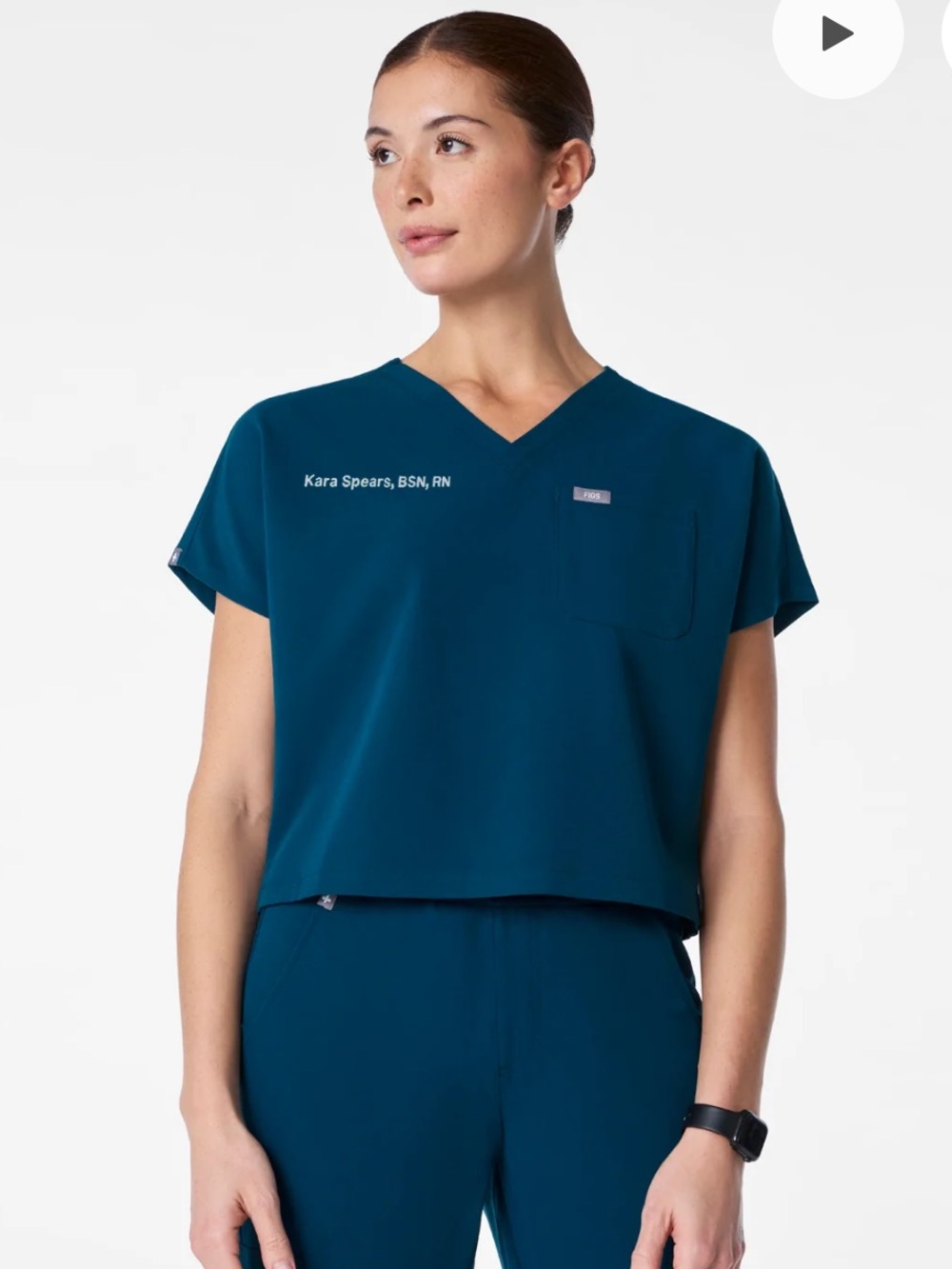 Figs Arua Cropped V-Neck Scrub Top and Isabel High-Rise Wide-Leg Scrub Pant